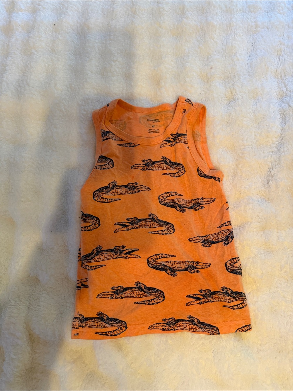 Kids Orange Alligator Print Tank Top
